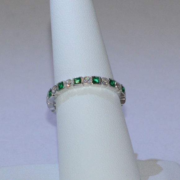 Sterling Silver Emerald Stackable Eternity Ring